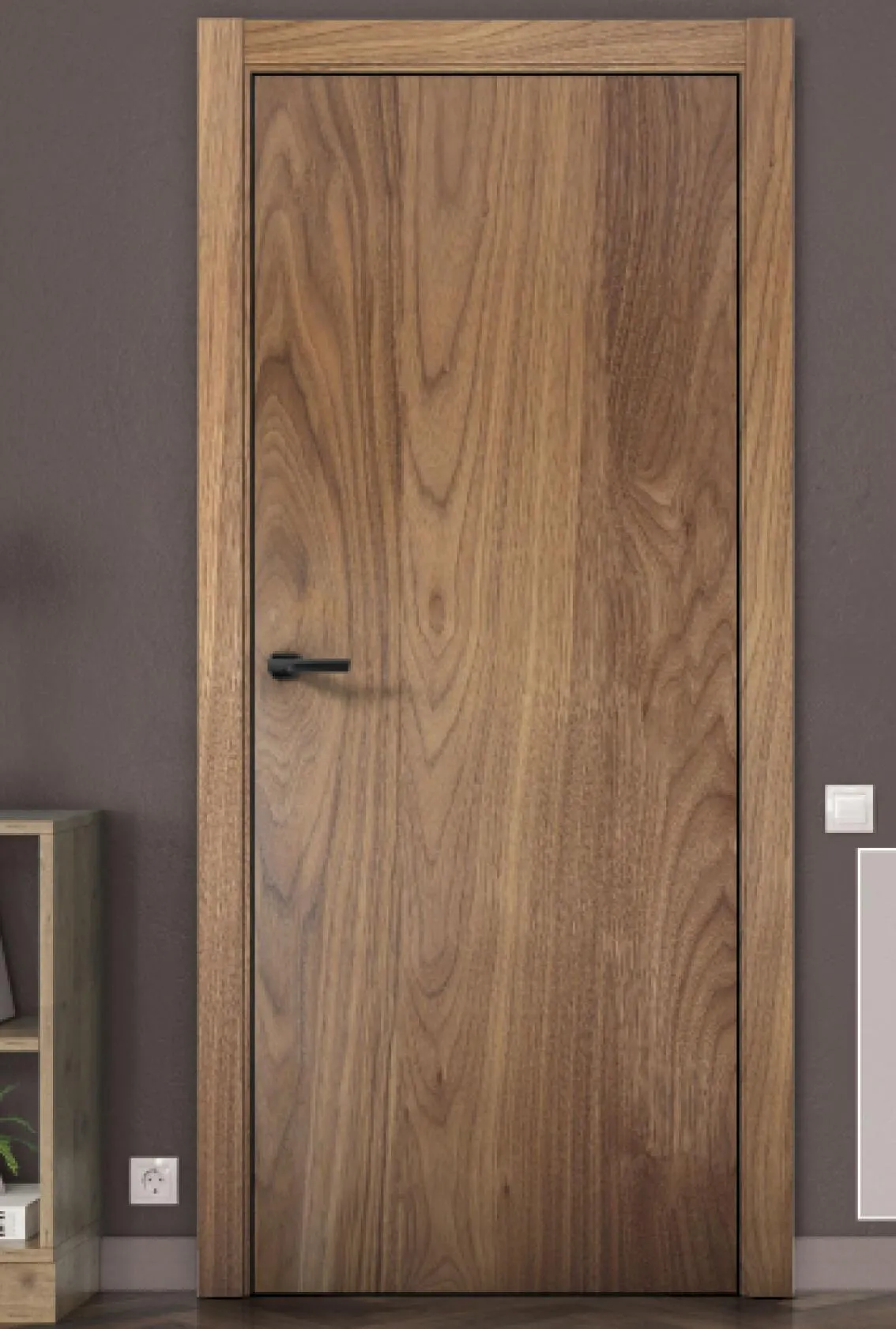 Walnut door, warm interior